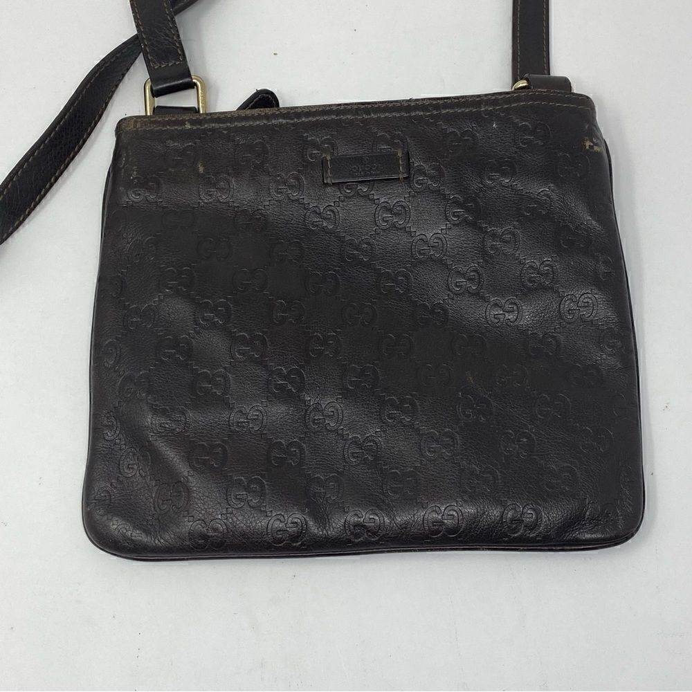 Gucci Dark Brown Guccissima Leather Crossbody Bag - Picture 2 of 11
